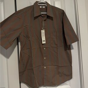 Uniqlo U Men's Striped Brown Shirt